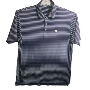 Peter Millar Summer Comfort Polo Shirt Mens Large Navy Striped **Tree Logo**